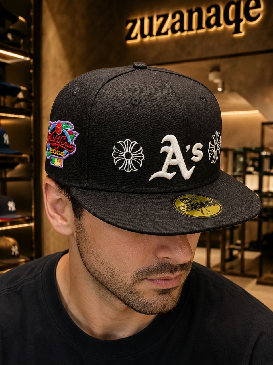 IMG_20260610_155652_730 کلاه کپ طرح Oakland Athletics x Chrome Hearts – مشکی ZU-5950-021 - Image 1
