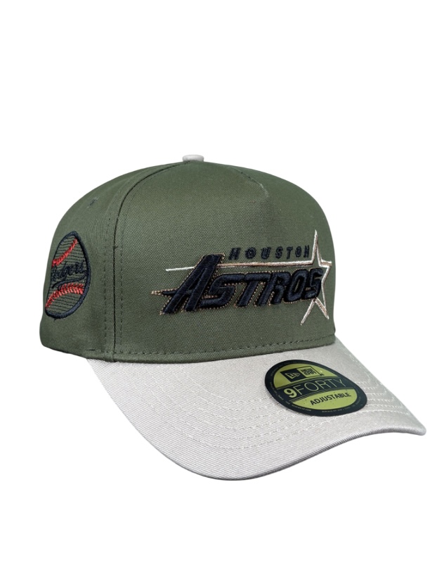 IMG_5958.jpeg کلاه نقابدار بیسبالی اسنپ بک (ADJUSTABLE) مارک HOUSTON ASTROS سبز کرم کد 065 - Image 1