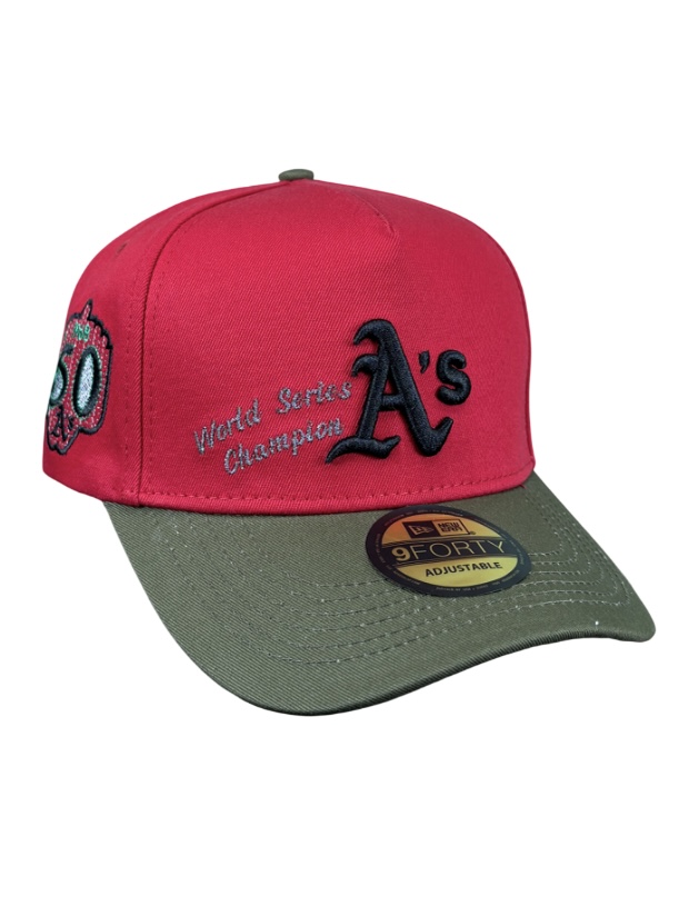 IMG_5968.jpeg کلاه نقابدار بیسبالی اسنپ بک (ADJUSTABLE) مارک OAKLAND ATHLETICS زرشکی سبز کد 061 - Image 1
