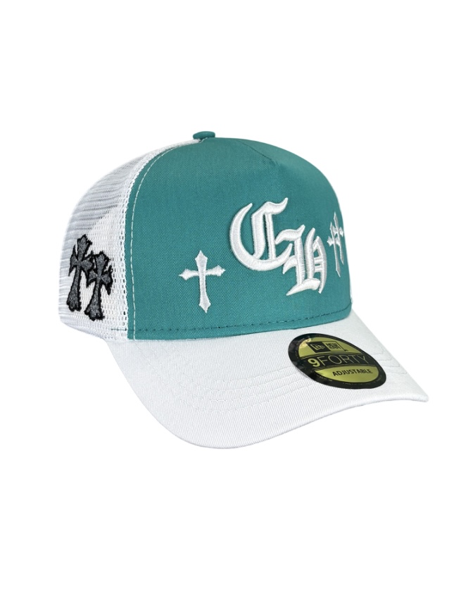 IMG_6887.jpeg کلاه نقابدار پشت توری CHROME HEARTS سبز فیروزه ای برند NEW ERA کد NE29 - Image 1