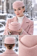کلاه پیلباکس نمدی صورتی روشن زنانه