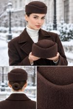 کلاه پیلباکس نمدی قهوه ای زنانه
